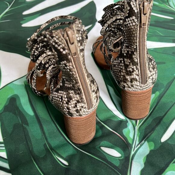 Jeffrey Campbell, Brown and cream snake print strap heels - Picture 8 of 9